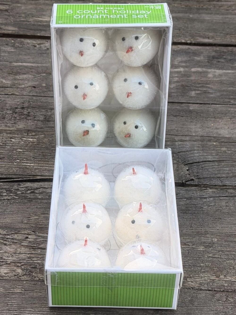2009 Set Of 12 Target Snowman Fuzzy Round Christmas Ornaments NEW in Box